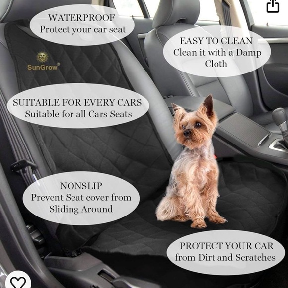 Dog Car Seat Cover for Front Seat, Pet Vehicle Seat, Non-Slip Black Cover - Picture 5 of 5
